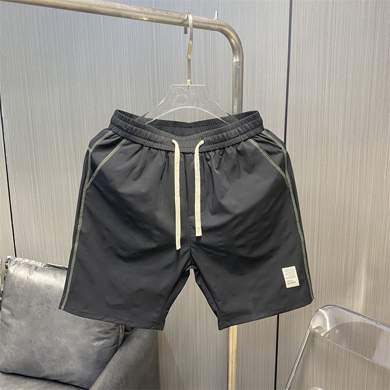 夏季薄款冰丝透气速干休闲运动短裤男潮牌轻奢宽松韩版沙滩五分裤