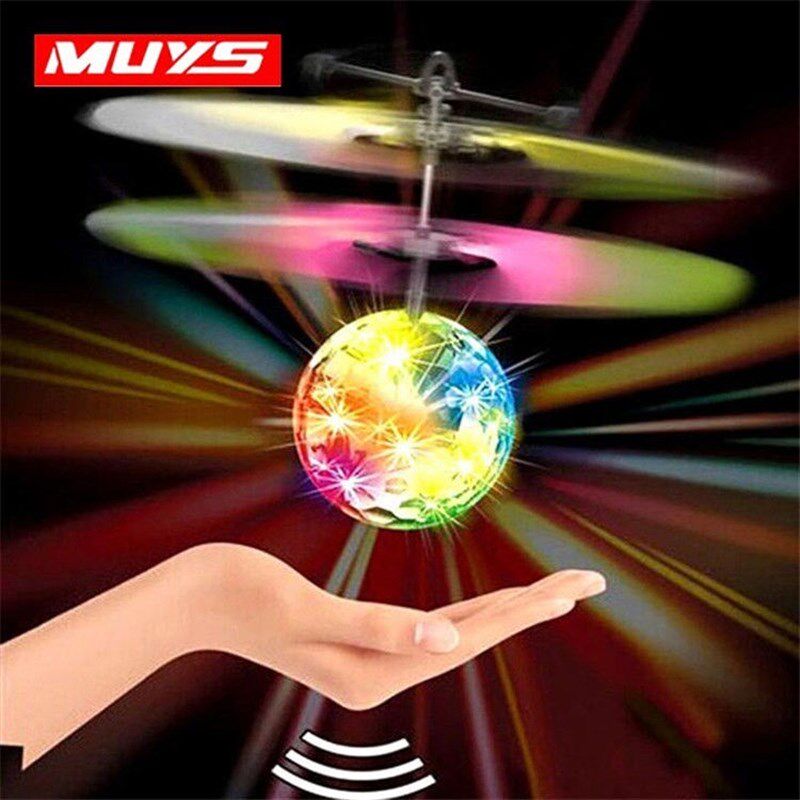 儿童玩具感应飞行器遥控飞机七彩水晶球手势感应悬浮充电耐摔室内