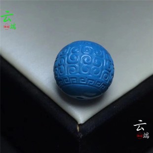 湖北原矿绿松石散珠回纹珠龙珠圆珠配饰纯天然原石单颗顶珠配珠子