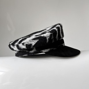 24秋季新款豹纹帽子女时尚辣妹风船长帽百搭逛街水手帽鸭舌帽男士