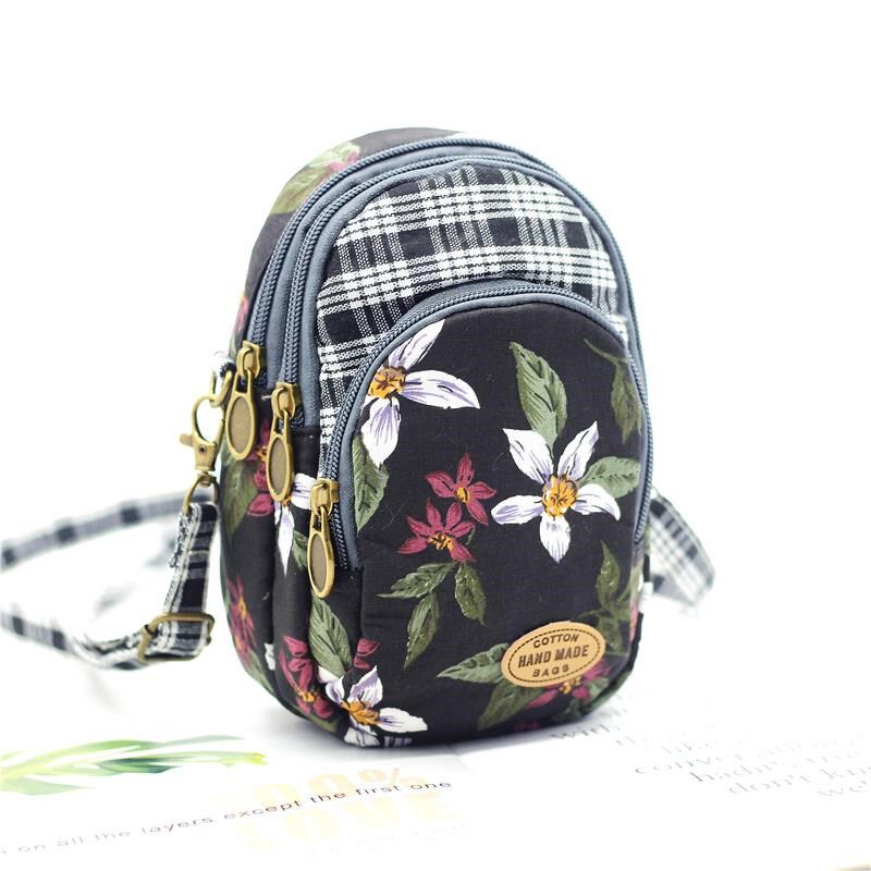 三层拉链放手机的小包包斜挎大屏手机包中年斜跨布包妈妈迷你小包