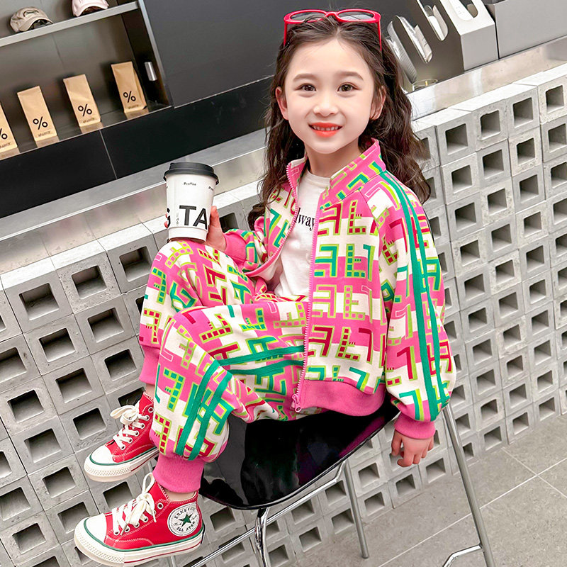 现货女童b春季套装2024新款儿童春装女孩时髦衣服女宝宝洋气春秋
