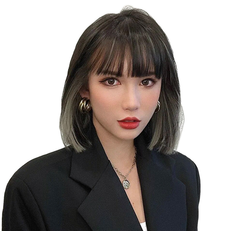 极速发货挂耳染假发片一片式v无痕隐形彩色接发假发女短发贴片挑