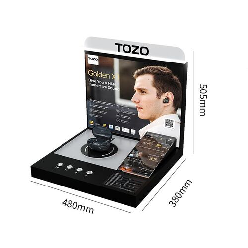 TOZO蓝d牙耳机展示台 金属材质带放光试听防盗互动的桌面促销展台