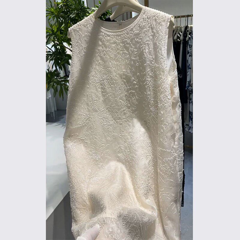 白色无袖连衣裙子2024新款女装夏季气质名媛高端女神范轻奢高级感