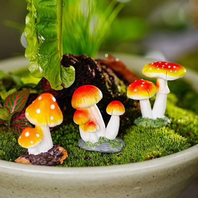 仿真小蘑菇树脂摆件花盆景装饰品多肉苔藓微景观庭院花园鱼缸造景