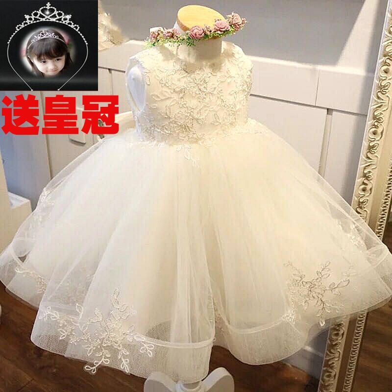 儿童夏装连衣裙韩版洋气女童背心蓬蓬白色公主裙小女Z孩演出裙子