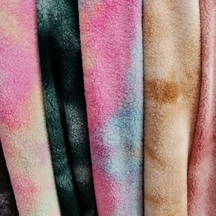 羊羔绒绒布i颗粒羊绒布料摇粒绒扎染颗粒服装玩具针织面料布料