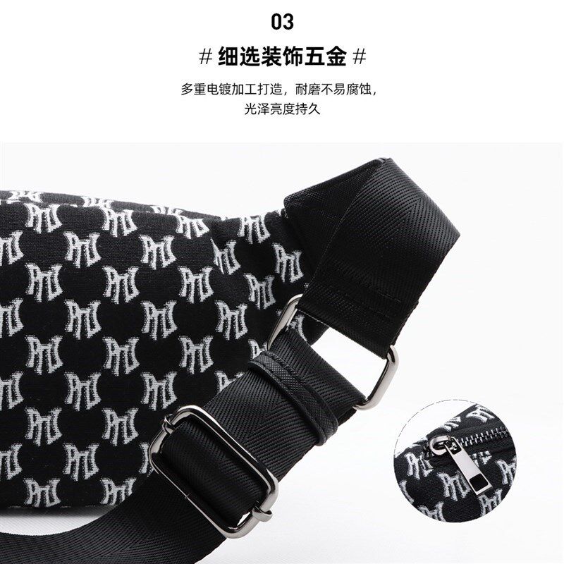 PNJ斜挎包小众设计o感包包2024女款刺绣老花帆布胸包单肩运动腰包