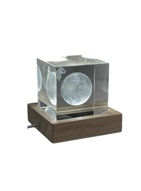 “你也会有自己的宇航员和月亮”浪漫治愈系水晶立方摆件生日礼物