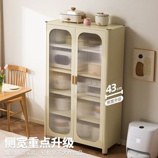 厨房置物架落地多层收纳柜子微波炉钢制家用带门多功能.橱柜储物