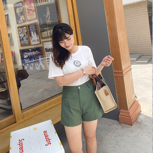 新款 A字阔腿裤 大码 宽松显瘦韩版 31187 牛仔短裤 200斤胖MM2021夏装