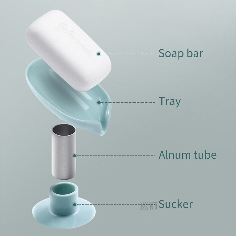 Suction Cup Soap Dish Box Leaf-shaped Soap Holder Drain Rack