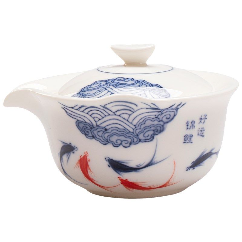 手绘羊脂玉盖碗茶杯大号家用单个手抓壶陶瓷防烫茶碗白瓷功夫茶具,餐饮具,盖碗,淘宝优惠券,粉丝福利购,淘宝优惠卷