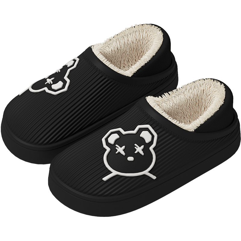 防水棉拖鞋男款冬季室内居家居防滑厚底毛绒保暖包跟棉鞋男士冬天