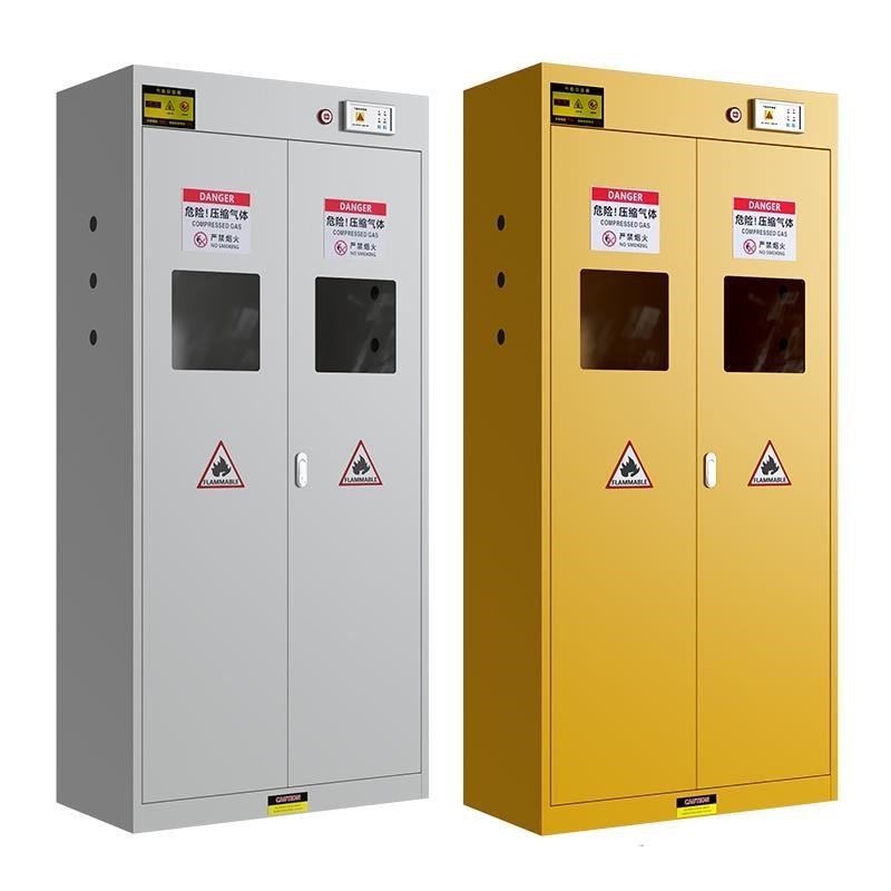 全钢防爆气瓶柜安全柜实验室氧气氩气氮气气体固定架钢瓶储存柜子
