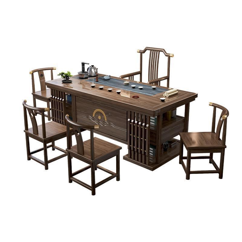 茶桌椅组合实木茶台功夫禅意茶几全自动烧水实木框架一体式新中式