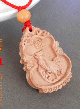 桃木木雕十二生肖鸡挂件饰品生肖鸡项链吊坠饰品男女随身佩戴饰品