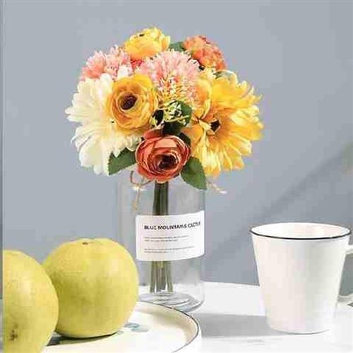 工厂销2021桌y上摆件假花小清新高G级干花客厅仿真花束装饰轻奢玻