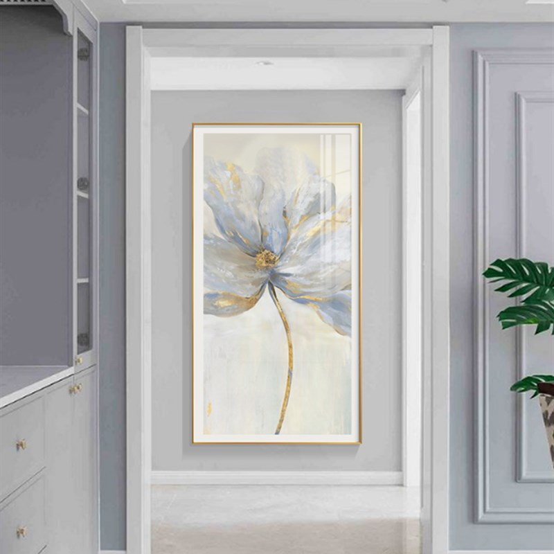现代花卉玄关装饰挂轻奢高档A客厅进门墙画画过道简约竖版图片