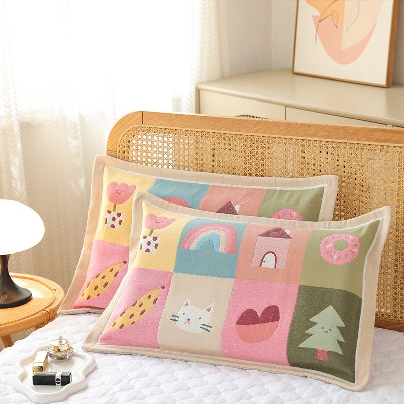 纯棉纱布儿童枕套四季通用柔软透气枕头套家用全棉吸汗枕芯内胆套,床上用品,枕套,淘宝优惠券,粉丝福利购,淘宝优惠卷