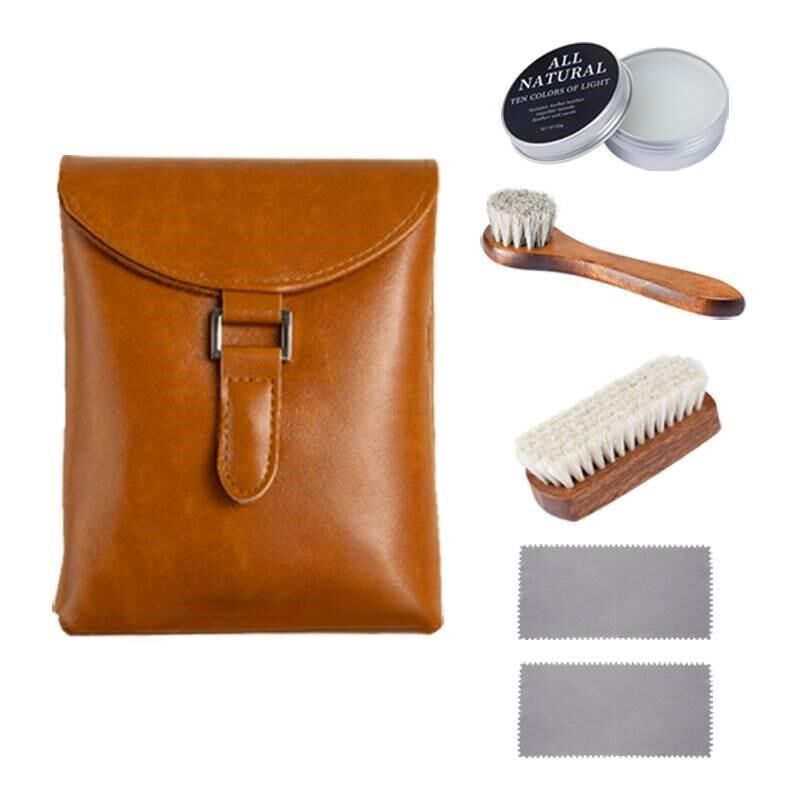 鞋油鞋刷套装花梨l木白马鬃毛刷貂油膏清洁护理抛光皮鞋保养工具