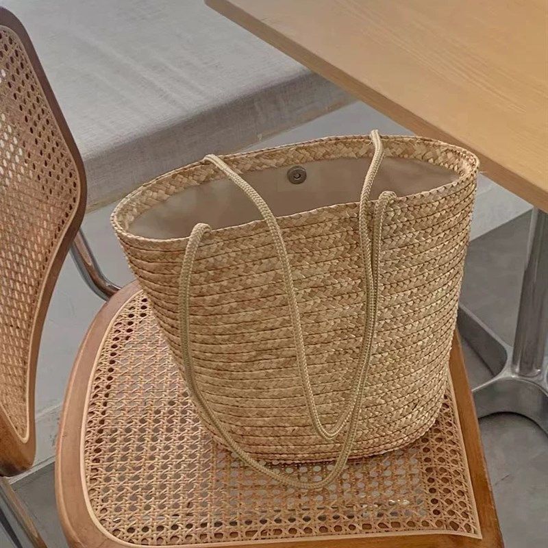 韩系网红海边度假沙滩草编水桶包田园风大容量手工编织草包单肩包,箱包皮具/热销女包/男包,通用款女包,淘宝优惠券,粉丝福利购,淘宝优惠卷