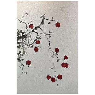 手绘油画新中式事事如意肌理装饰挂画复古风柿子客厅玄关桌面摆件