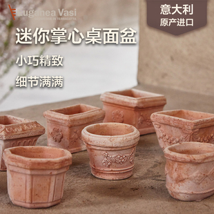 EV陶盆进口手工桌面盆多肉花盆迷你浮雕肉肉植物可爱情绪稳定花盆