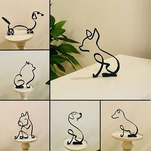 Minimalist Sculpture Iron Wrought Metal Dog Decor 速发Home