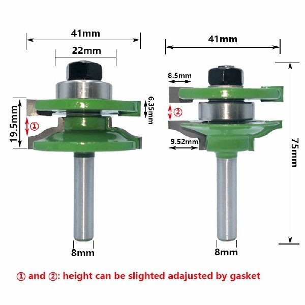 网红2 Pcs 8Mm Large Stile& Rail Set Ogee Router Bit Set