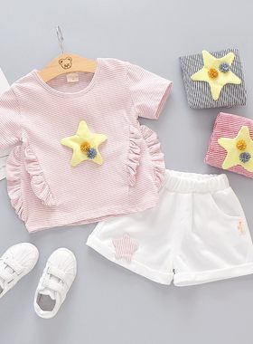 一岁女童夏装0女孩小n孩子两件3套装4可爱儿童装5夏天衣服1宝宝2