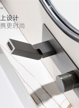 全铜入墙式隐藏内嵌暗装面盆洗手盆洗脸盆防溅水枪灰色水龙头