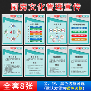 4D厨房管理制度标语牌6S6T实务标准管理上墙学校幼儿园公司酒店食