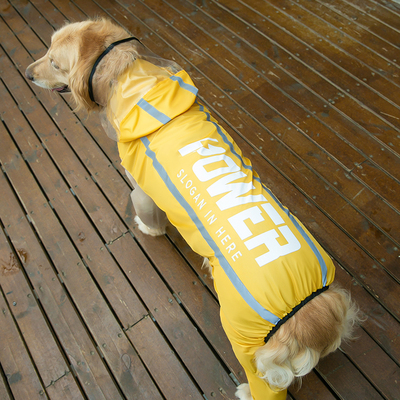 金毛中大型犬雨衣防水四脚全包萨摩耶哈士奇德牧宠V物狗狗雨披雨