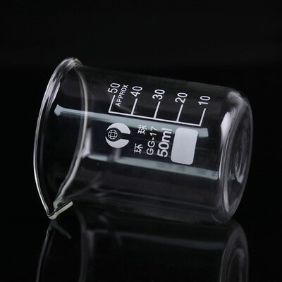 1PC Capacity 50ml Low m Beaker Chemistry Laboratory Glass Tr
