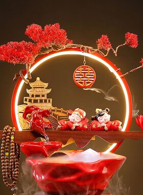 结婚礼品送新人朋友闺蜜婚房喜庆桌面装饰流水摆件高档新婚礼现货