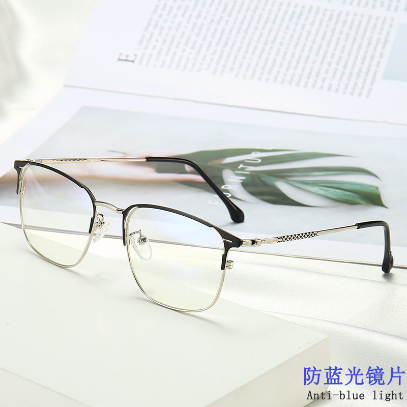 热销商务镂空眉毛不锈钢防平光镜 男开球近视眼镜框复古光学镜架