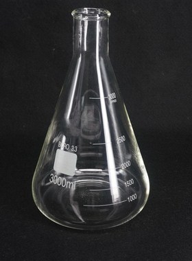 3000ML Conical Erlenmeyer Flask G3.3 Borosilicate Glass Lab