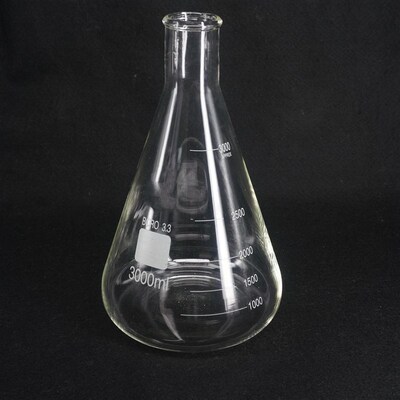 3000ML Conical Erlenmeyer Flask G3.3 Borosilicate Glass Lab