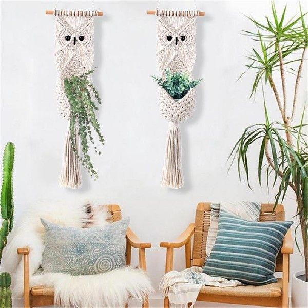 速发Owl Hand-woven Tapestry Bohemian Macrame Tapestry Flower