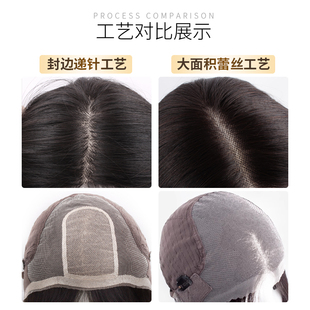 英琪假发蕾丝递针八字浏海大波浪卷发全头套女长发中分无痕假发