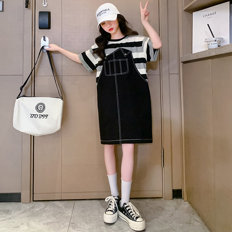 现货女童夏季连衣裙中大女孩儿童夏款牛仔M时髦洋气公主裙子夏装