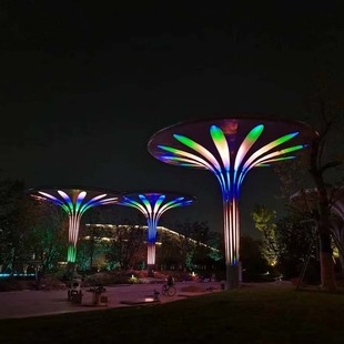 雕发大制 不锈钢伞形 凉亭雕塑户外广场园林景观光伏廊架定型塑光