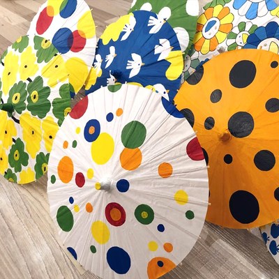 空白油纸伞diy手工绘画材料幼儿园儿童手绘涂鸦涂色古风雨伞道具