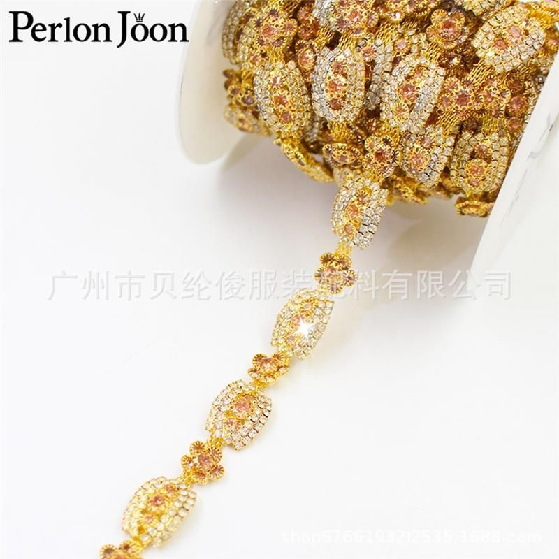 高品质花形香槟色水钻金色t码链婚纱礼服装饰金属链DIY服装配件,畜牧/养殖物资,养殖用具,淘宝优惠券,粉丝福利购,淘宝优惠卷