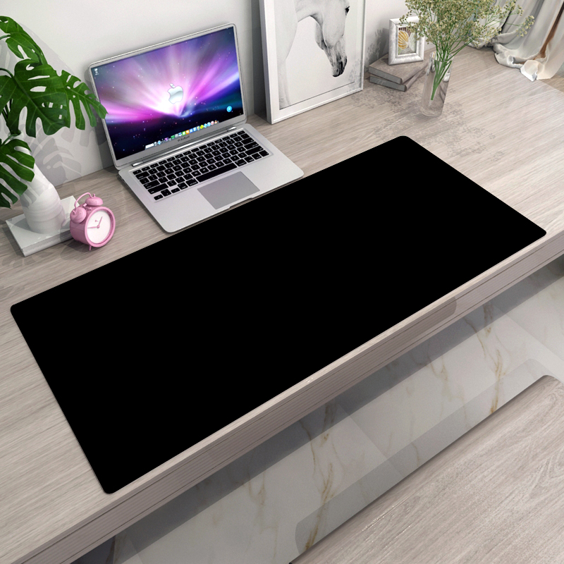 黑色鼠标垫超大号防水大码电脑桌垫加厚锁边彩色纯黑色学生写字垫