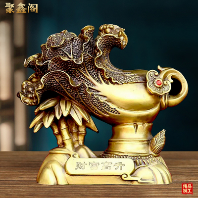 纯铜百财招来摆件财富高升家居装饰品客厅电视柜店铺开业礼品
