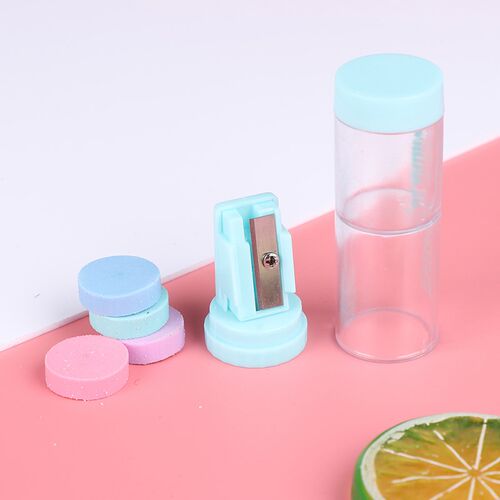 Pencil Sharpener With 4pcs Erasers Kawaii Pencil Sharpener F