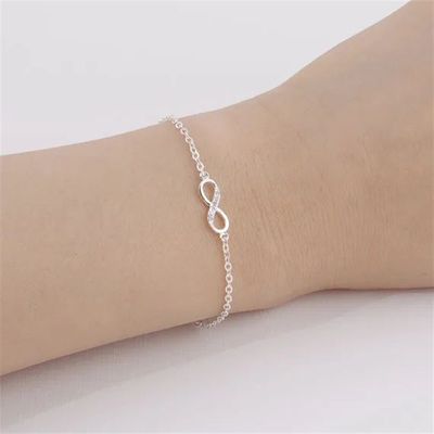 Kinitial-Pulseira Infinito Corrente para Mulheres e Homens,